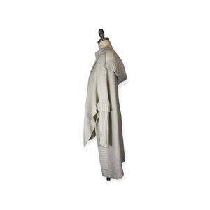 Cream Asymmetrical Button-Neck Oversized Knit Sweater